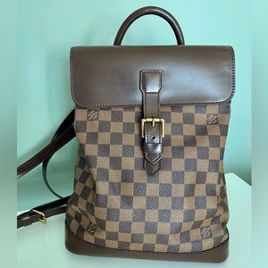 AUTHENTIC LOUIS VUITTON Damier Ebene Soho Backpack